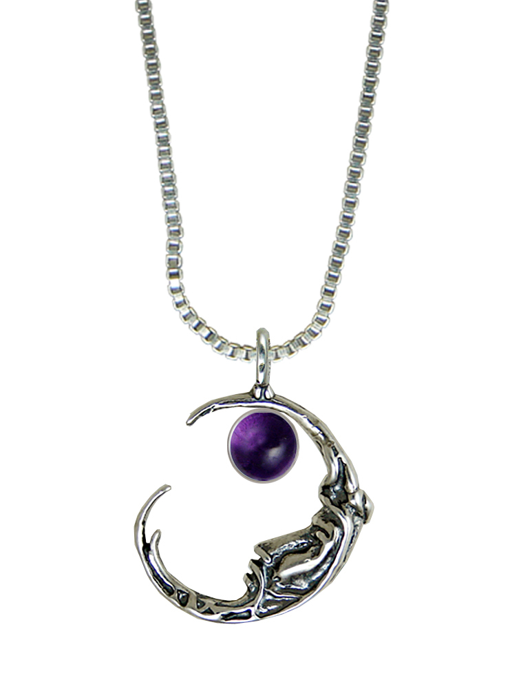Sterling Silver Mysterious Moon Pendant With Amethyst